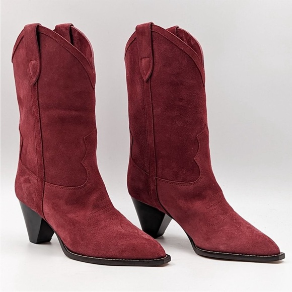 Isabel Marant Luliette Western Boot in Dark Red - Picture 1 of 6